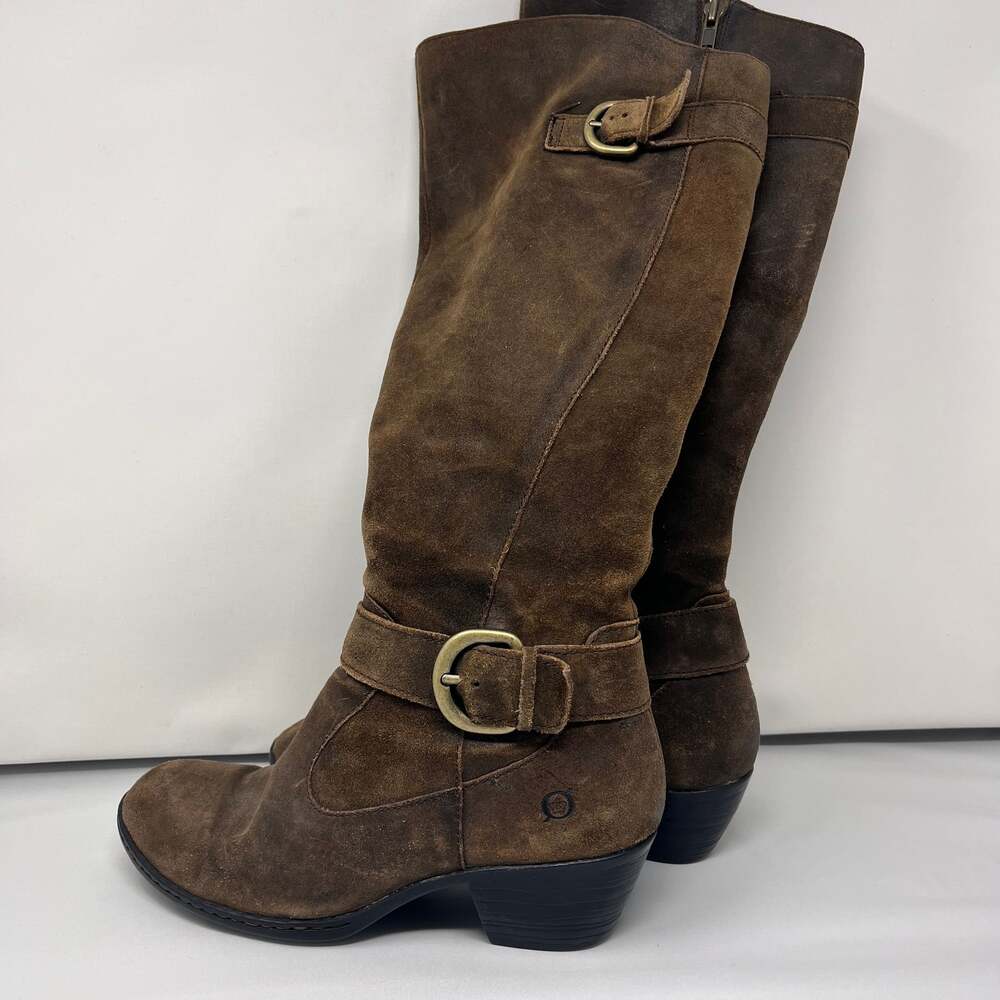 BORN Kylli Distressed Brown Suede Leather Riding Boots Size 8.5